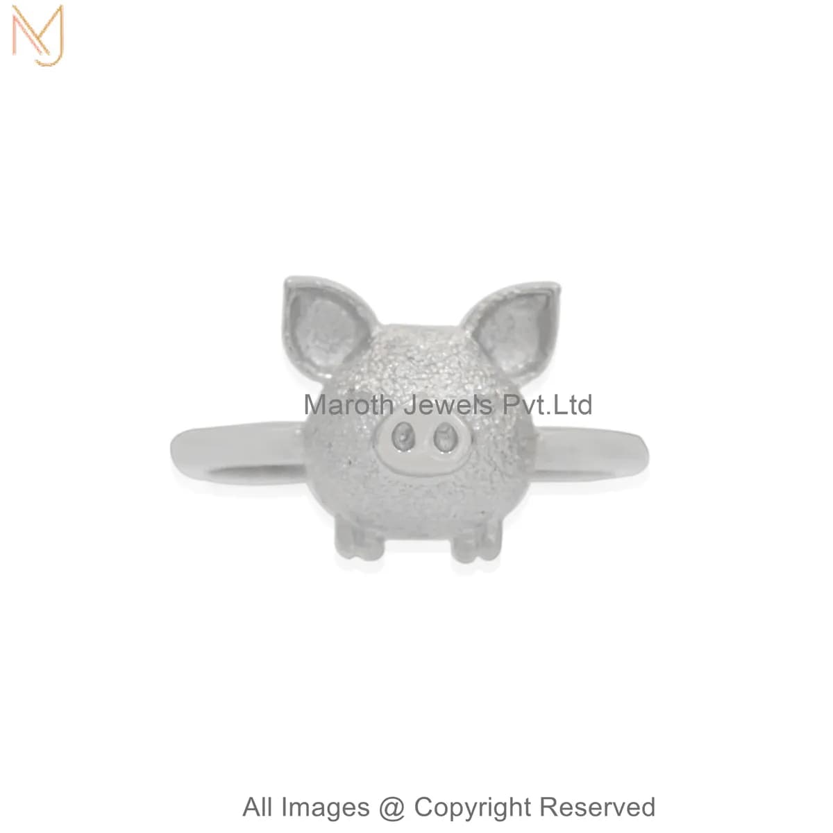 14K Yellow Gold Cute Pig Charm Ring Jewelry Supplier