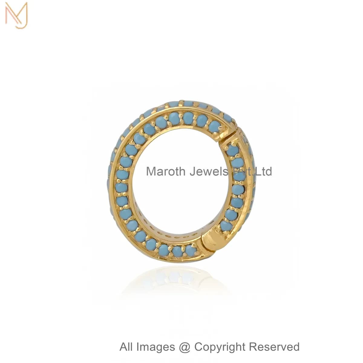 14K Yellow Gold Diamond Gemstone Round Enhancer Charm Holder Custom Jewelry