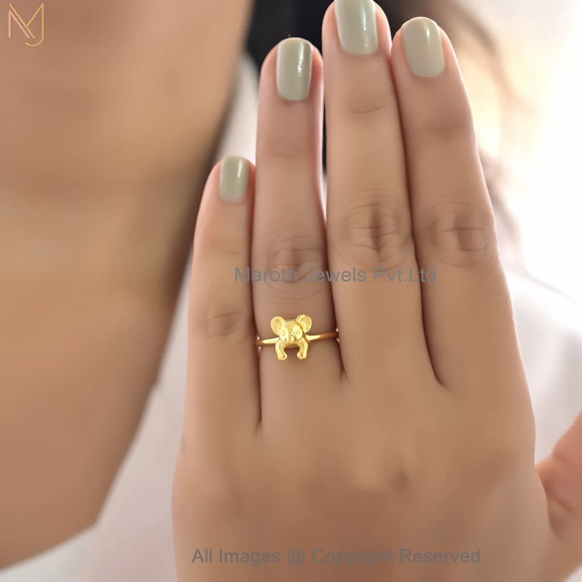 14K Yellow Gold Koala Design Ring Dainty Animal Jewelry Manufacturer