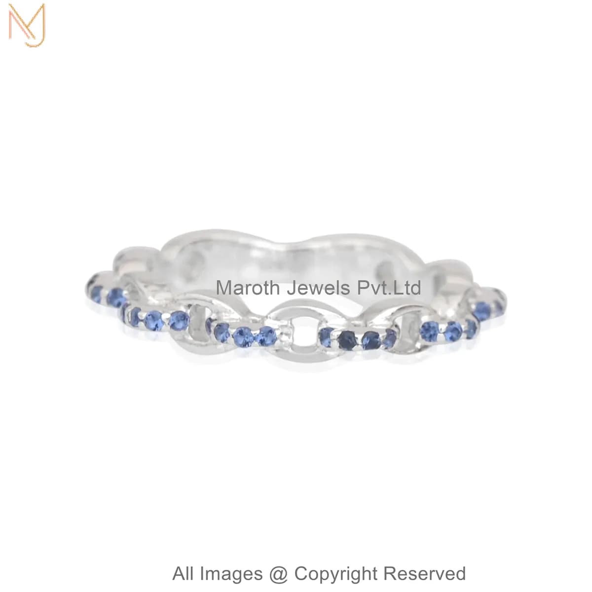 14K Yellow Gold Gemstone Azure Link Ring Jewelry Supplier