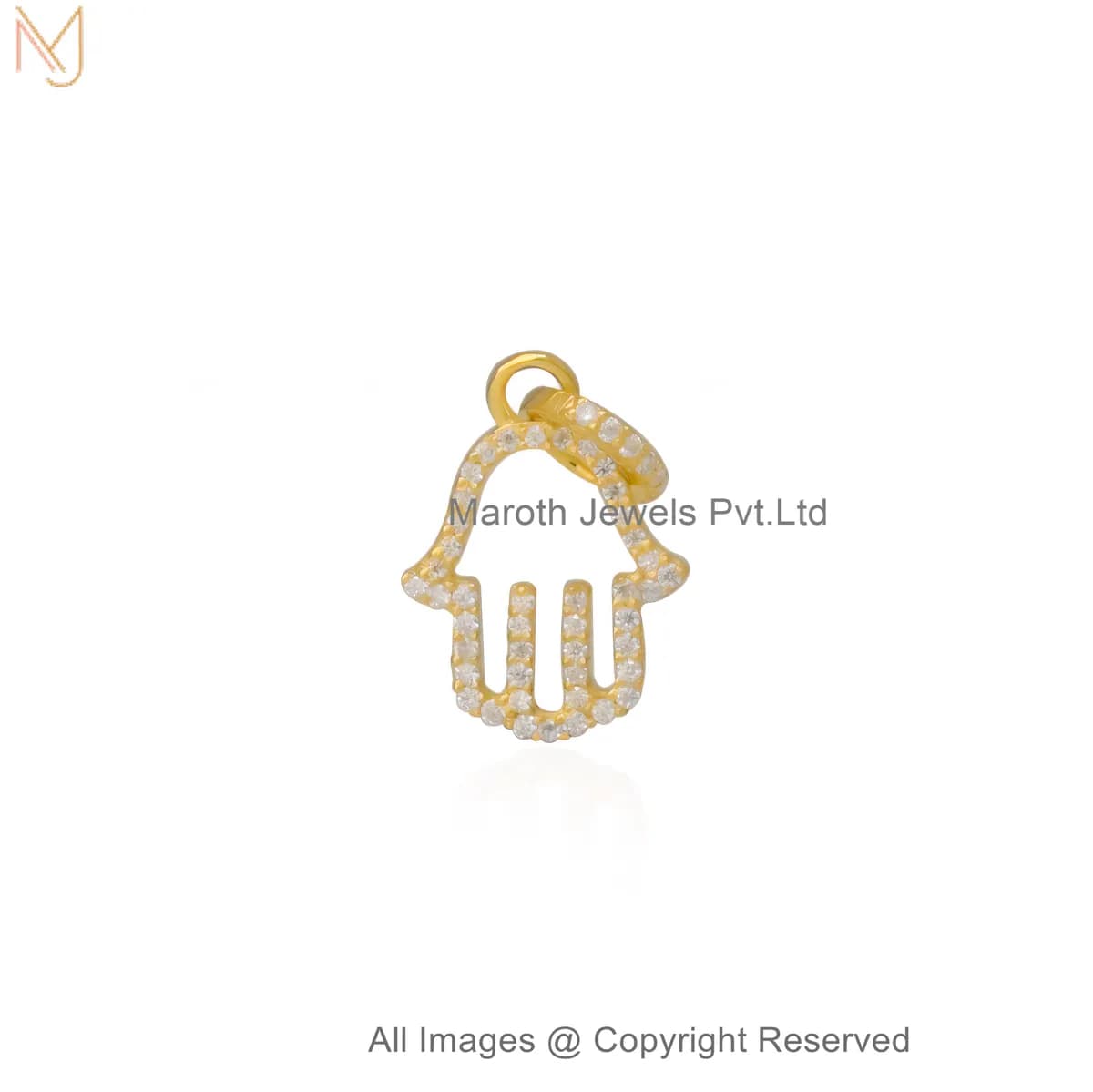 14K Yellow Gold Moissanite Hamsa Hand Protective Charm Jewelry Elegant Spiritual Pendant Manufacturer