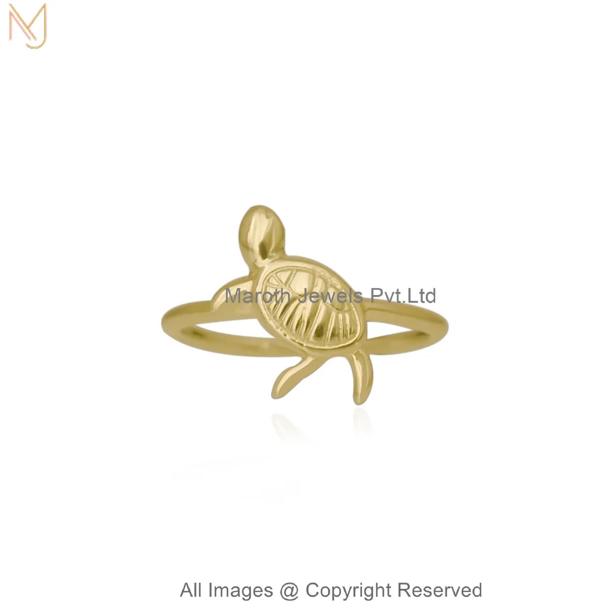14K Yellow Gold Minimal Gold Textured Sea Turtle Ring Manufacturer