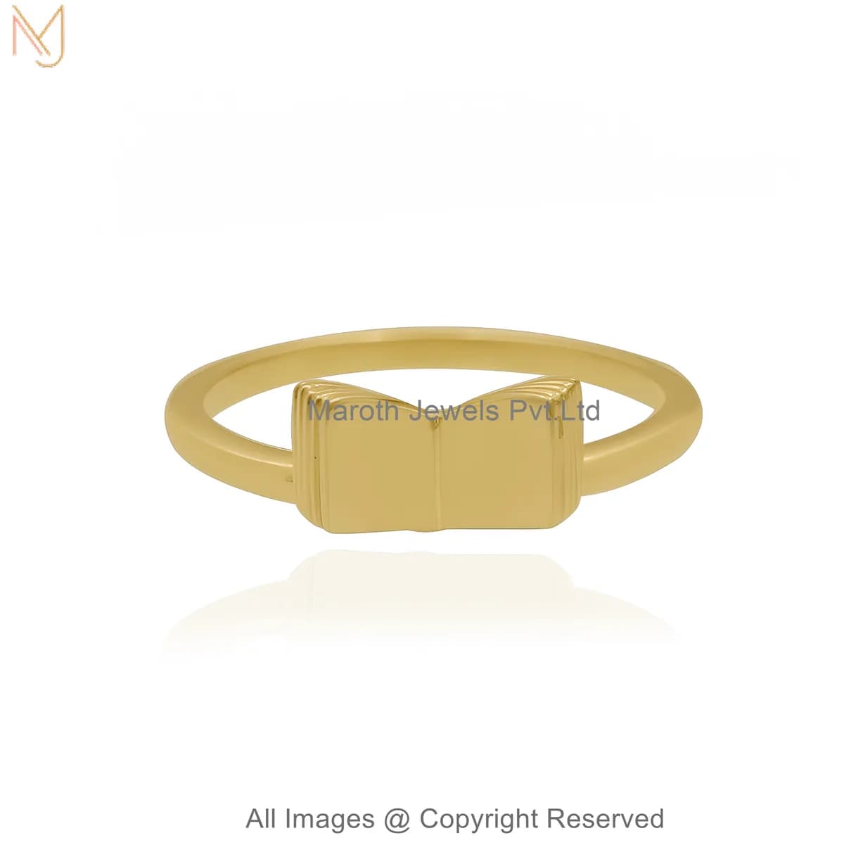 14K Yellow Gold Open Book Charm Ring Manufacturer