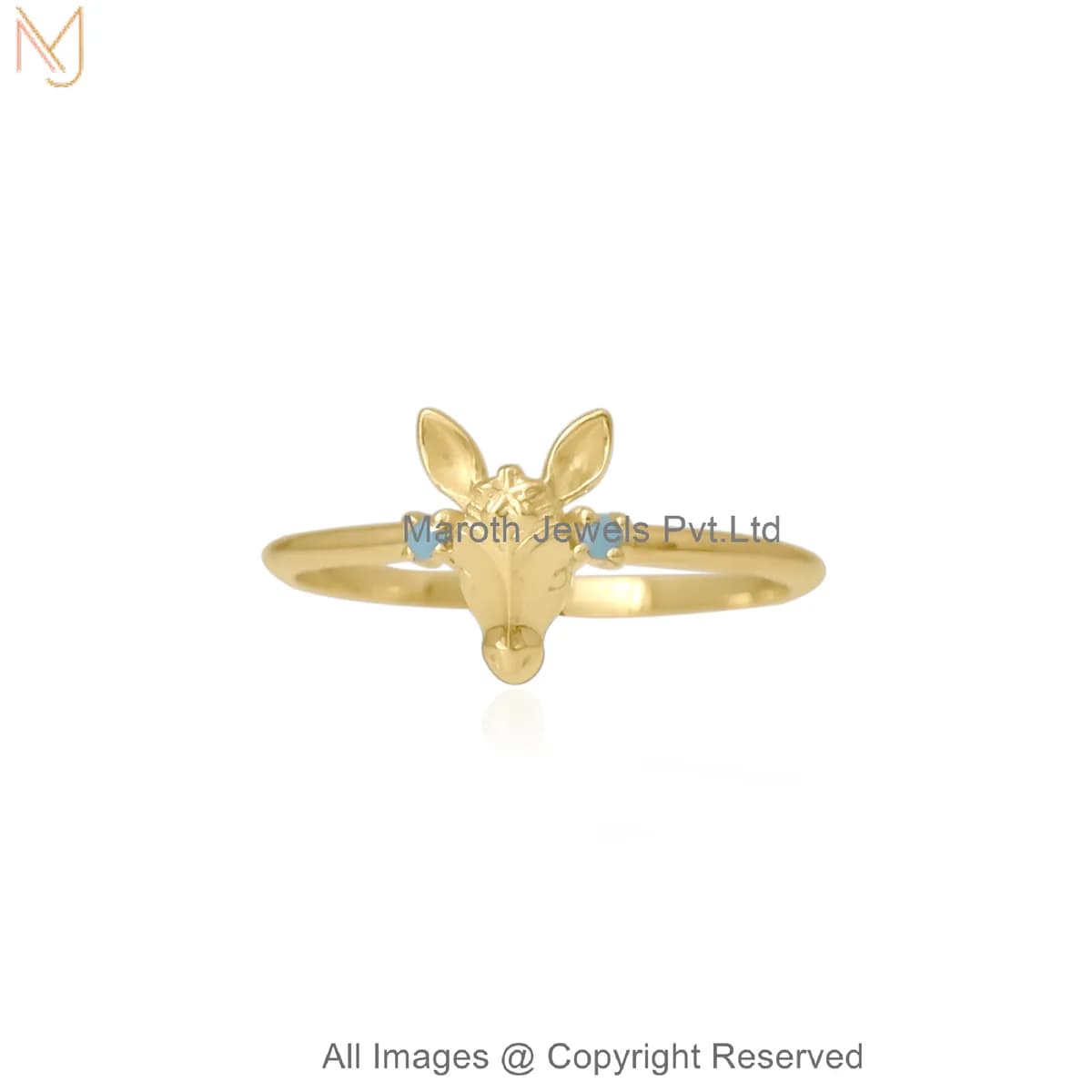 14K Yellow Gold Moissanite Deer Elegance Ring Jewelry Supplier