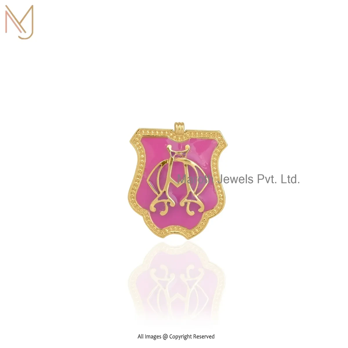 14K Yellow Gold Enamel Letter AM Monogram Pendant Manufacturer