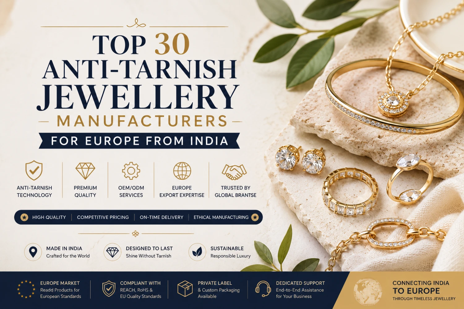 Top 30 Anti-Tarnish Jewellery Manufacturers for Europe from India