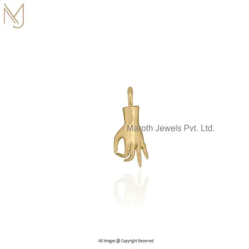 14K Yellow Gold Figa Hand Charm Pendant Custom Jewelry