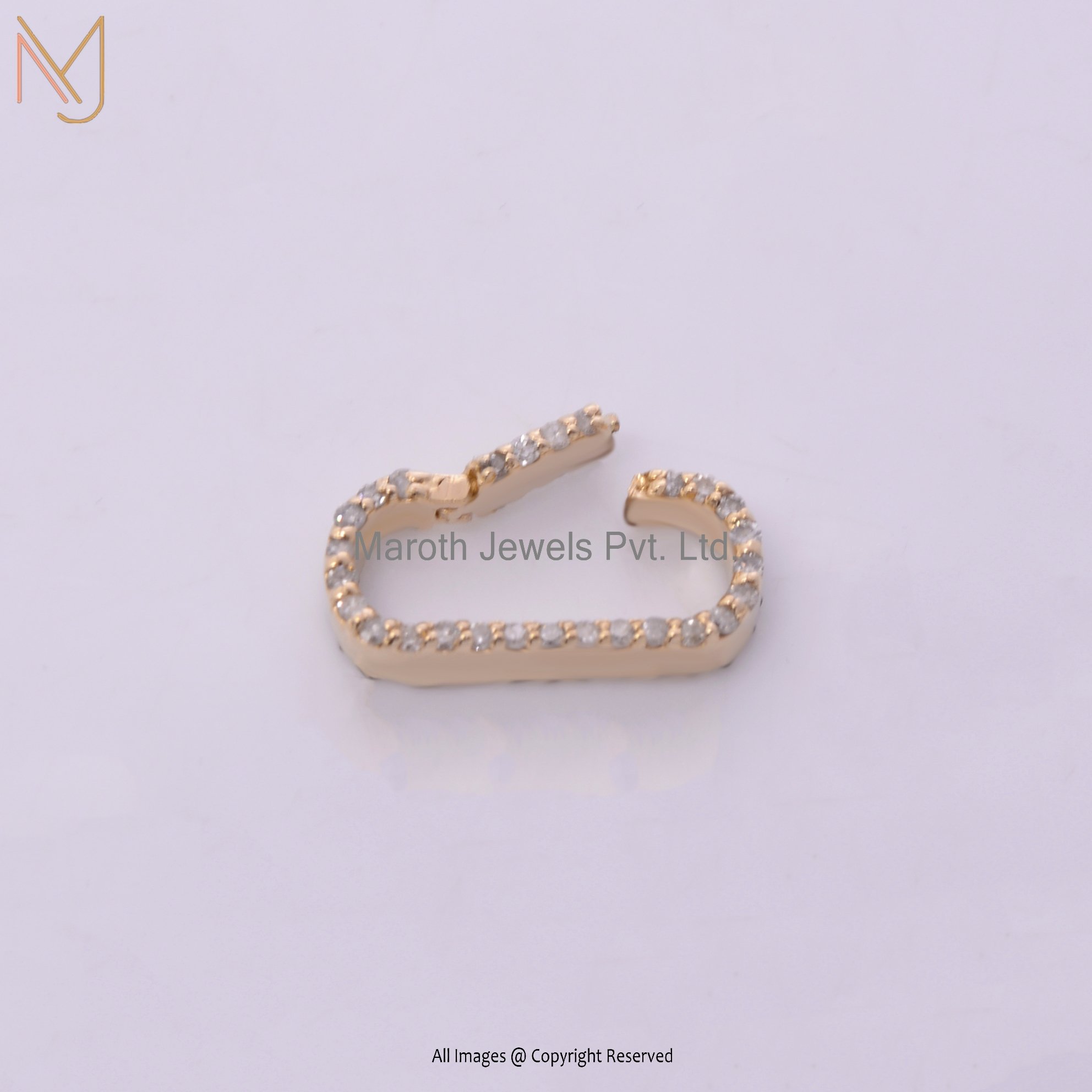 925 Silver Yellow Gold Diamond Charm Holder Push Lock Pendant Manufacturer