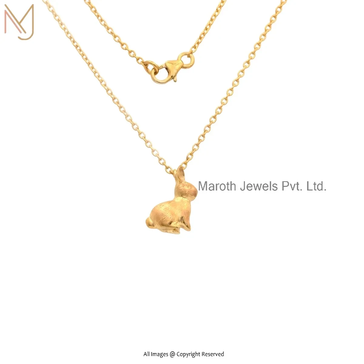 14K Yellow Gold Rabbit Bunny Pendant Custom Jewelry
