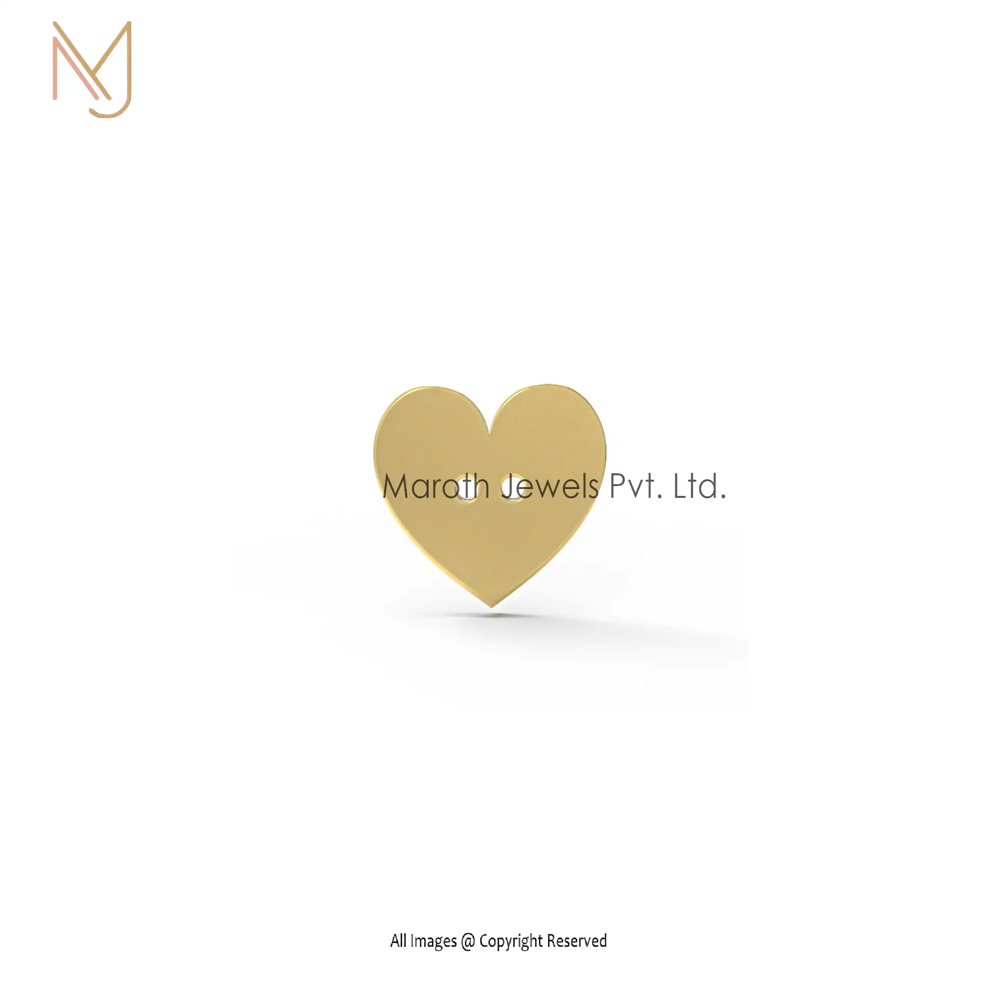 14K Yellow Gold 10 Pcs 2 Hole Heart Design Buttons Hole Manufacturer