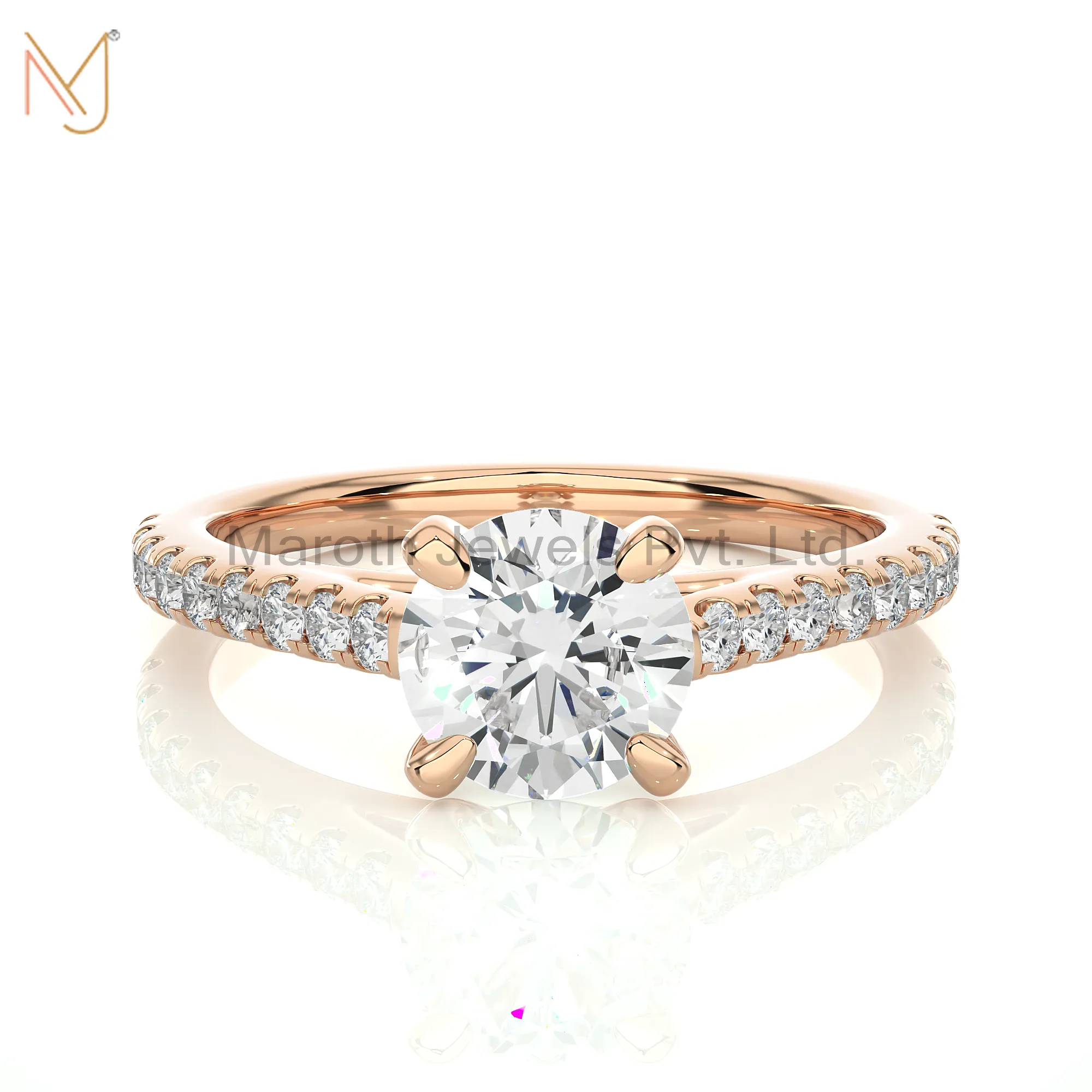 14k, 18k Moissanite Diamond Round Engagement ring Wholesale