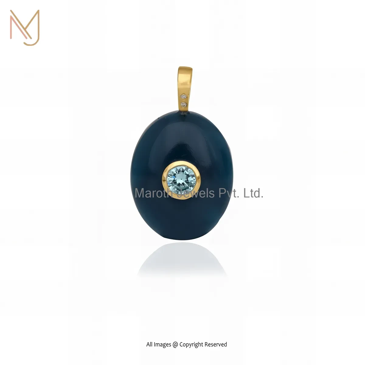925 Silver Yellow Gold Plated Oval Coconut Shaped Gemstone Pendant Jewelry Supplier