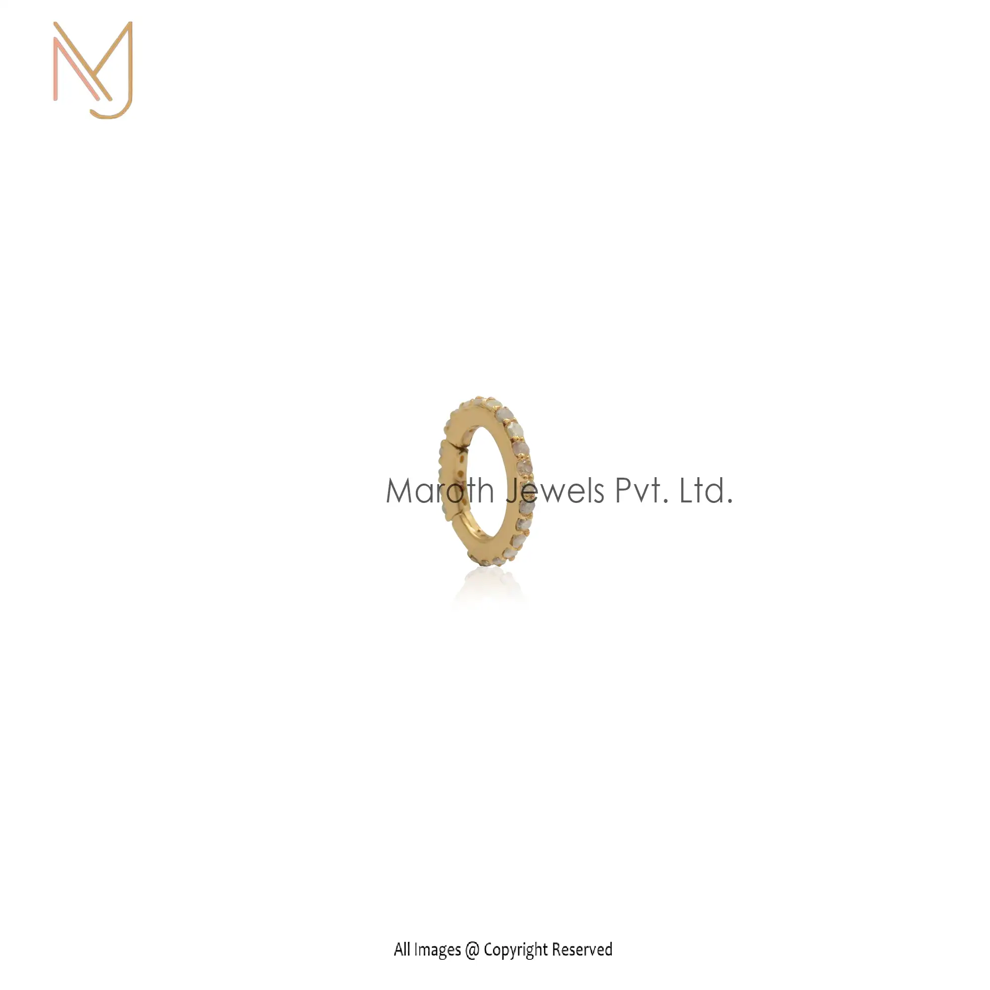 14K ,9K Yellow Gold Pave Diamond Oval Charm Holder Enhancer Jewelry Manufacturer