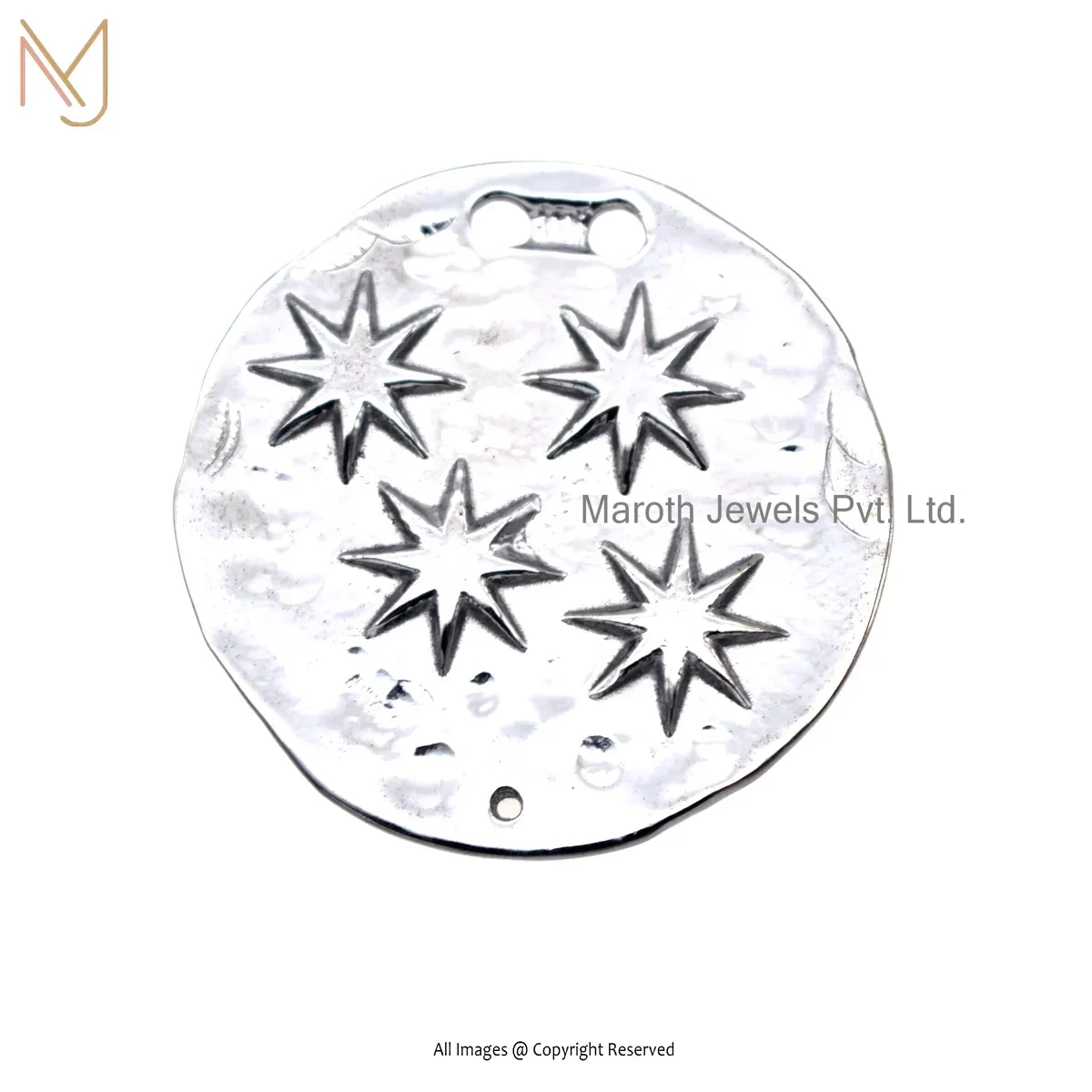14K White Gold Star Disc Pendant Jewelry Supplier