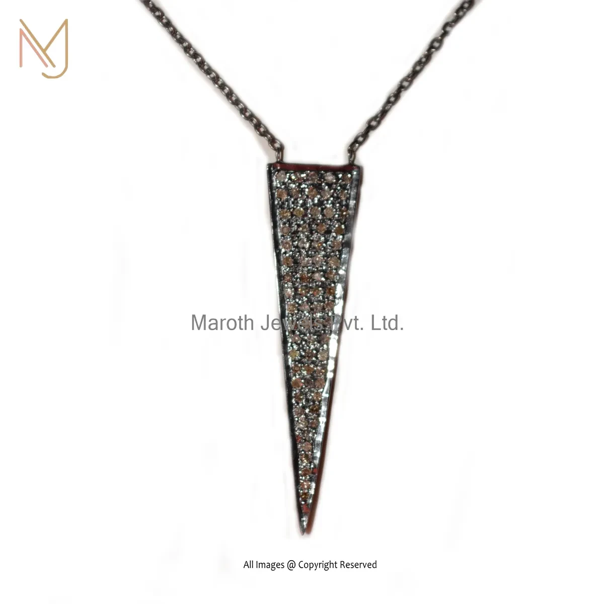 14K White Gold Pave Diamond Arrow Charm Pendant Manufcaturer