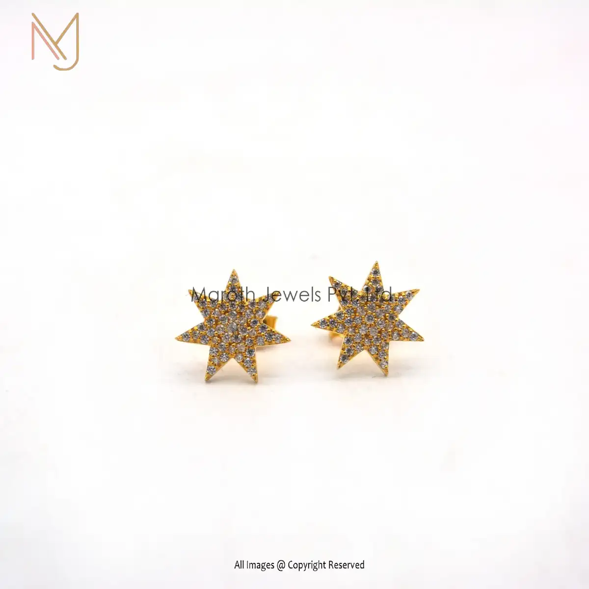 925 Silver Black Rhodium Plated Pave Diamond Starburst Studs Jewelry Manufacturer