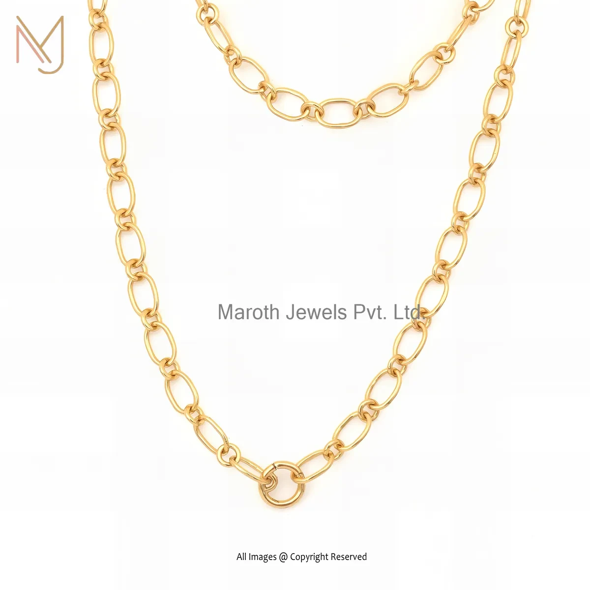925 Silver Yellow Gold Plated Chain Necklace Jewelry Supplier