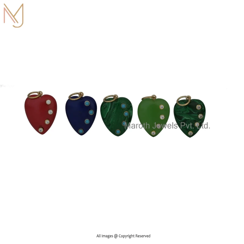 925 Silver Yellow Gold Plated Moissanite & Amethyst Gemstone Heart Pendant Custom Jewelry
