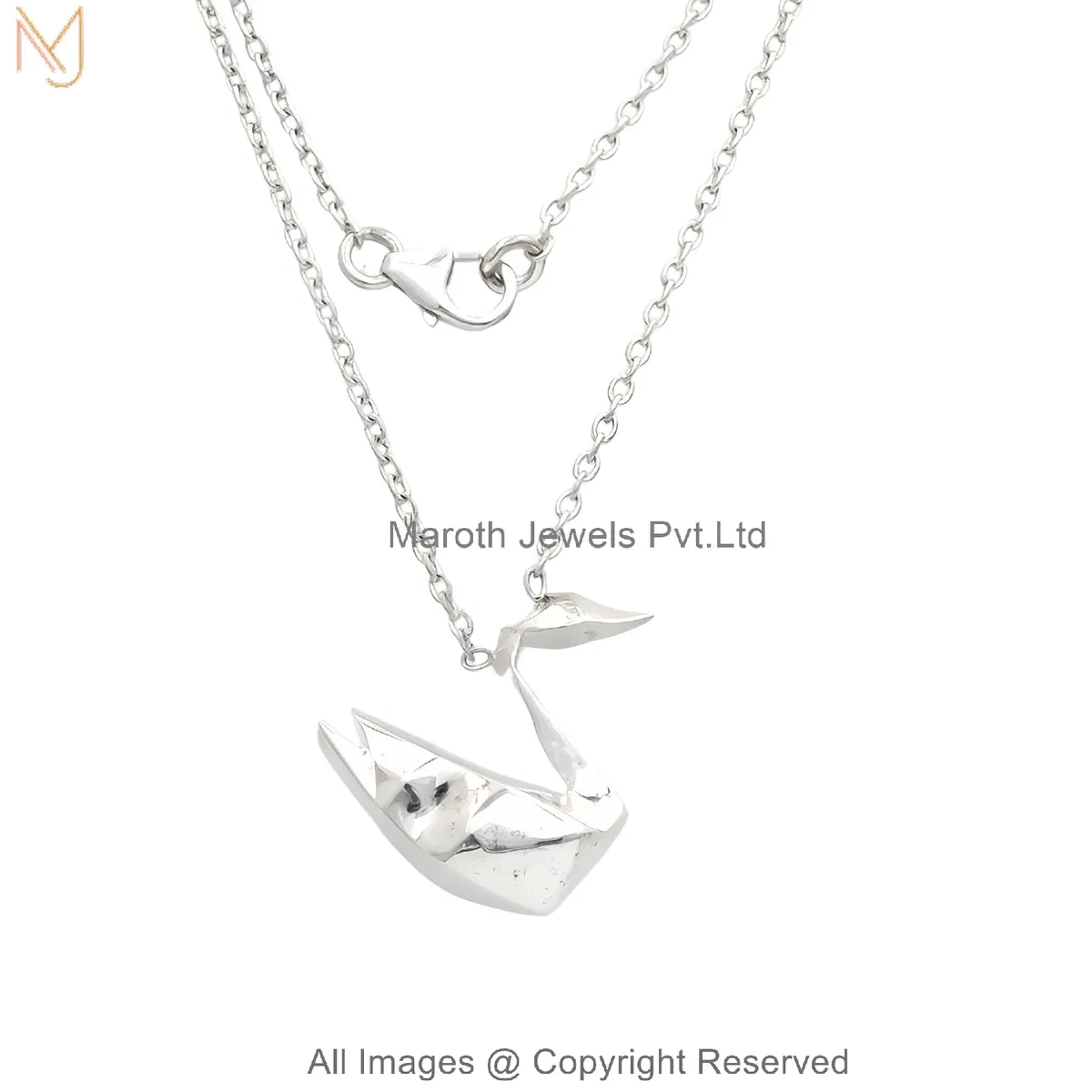 14K White Gold Elegant Swan Necklace Jewelry Supplier