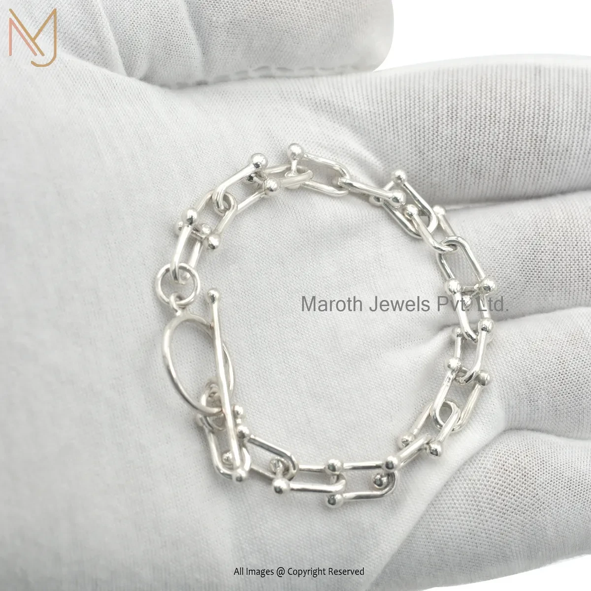 14K Yellow Gold U Link Toggle Bracelet Custom Jewelry
