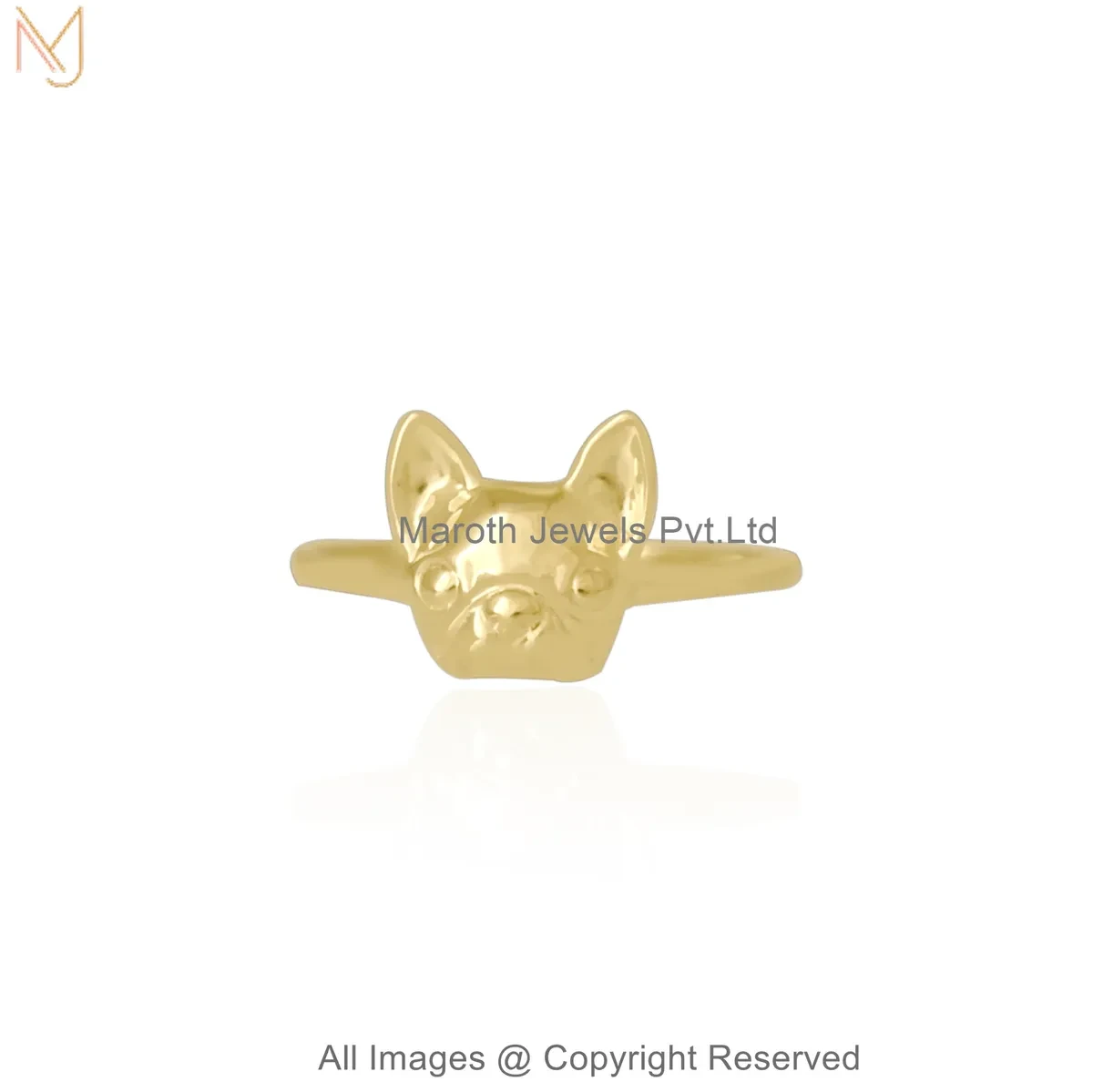 14K Yellow Gold Bulldog Ring Custom Jewelry