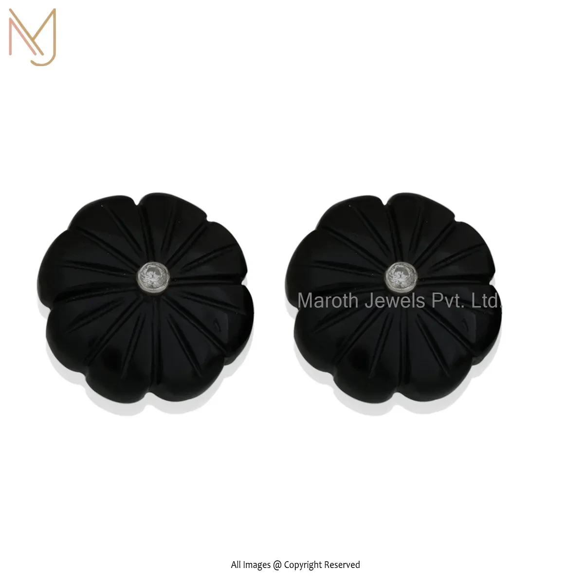 14K Yellow Gold Amazonite And Cubic Zircon Flower Studs Earring Manufacturer