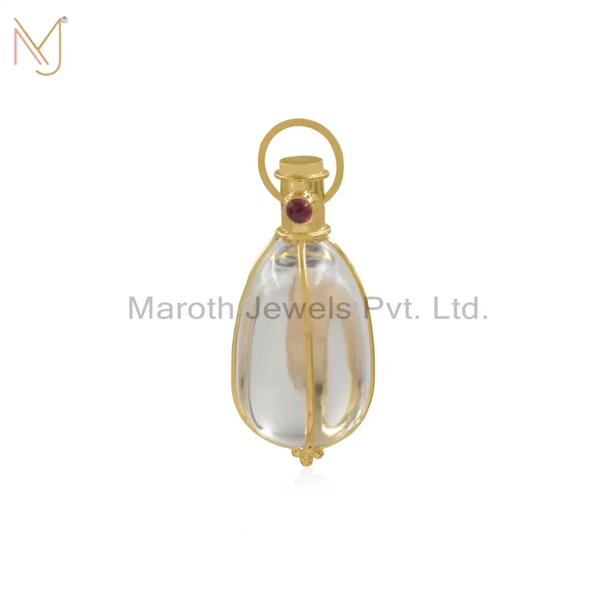 14K Yellow Gold Moonstone And Ruby Pendant Jewelry Supplier