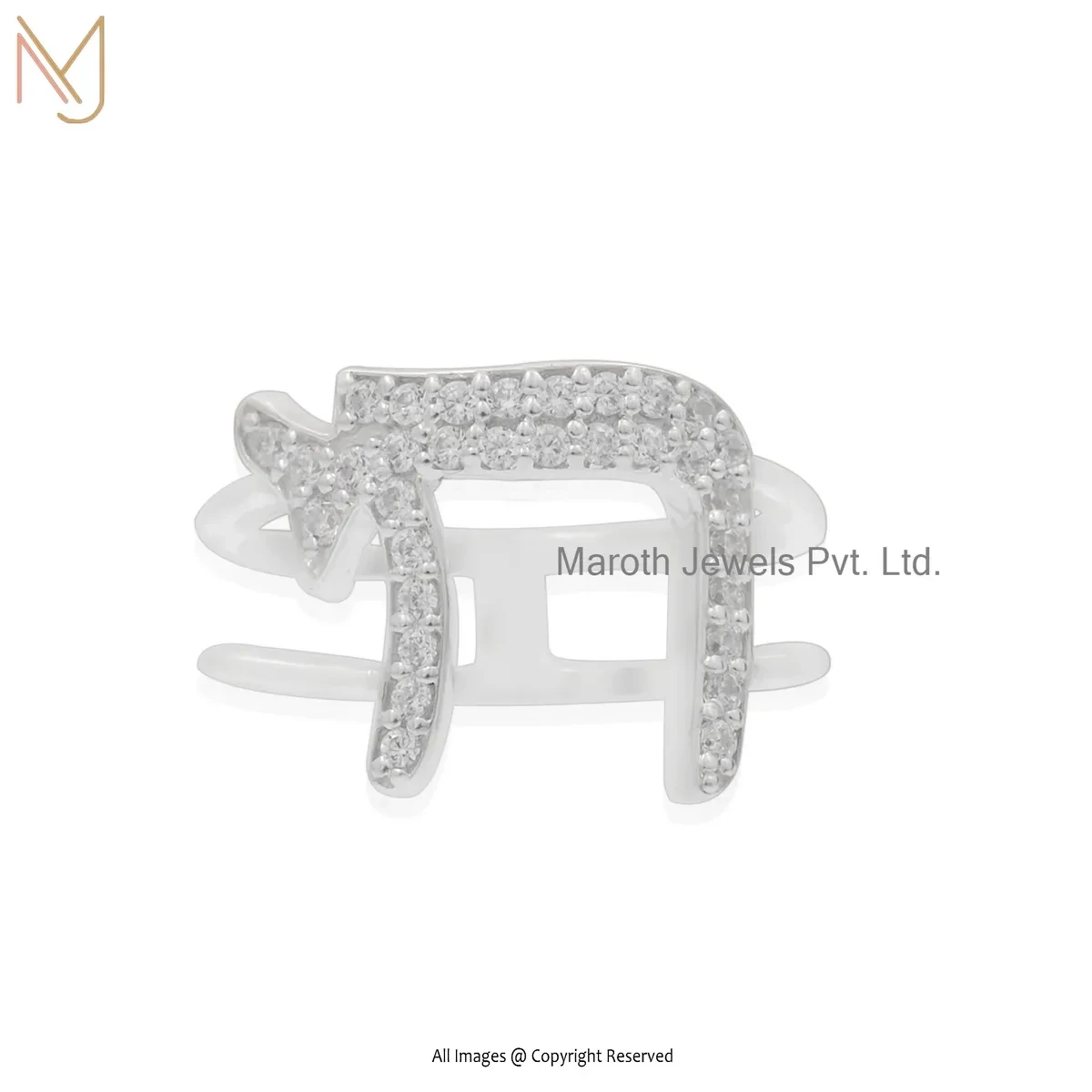 14K White Gold Cubic Zircon Music Note Ring Manufacturer