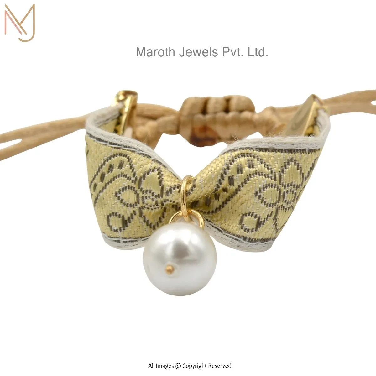 14K Yellow Gold Baroque Synthetic Pearl Bracelet Jewelry Supplier