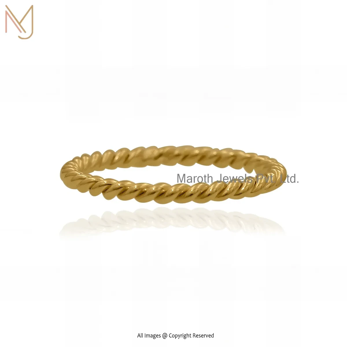925 Silver Yellow Gold Plated Twisted Band Ring Manufacturer