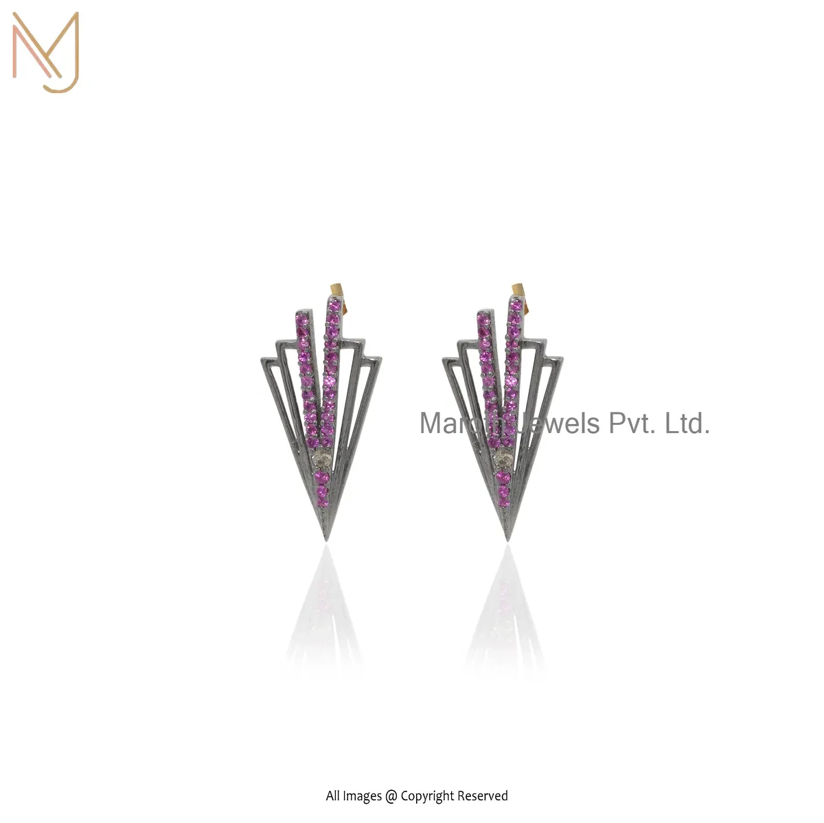 14K Yellow Gold Diamond Ruby Gemstone Earring Jewelry Suppier