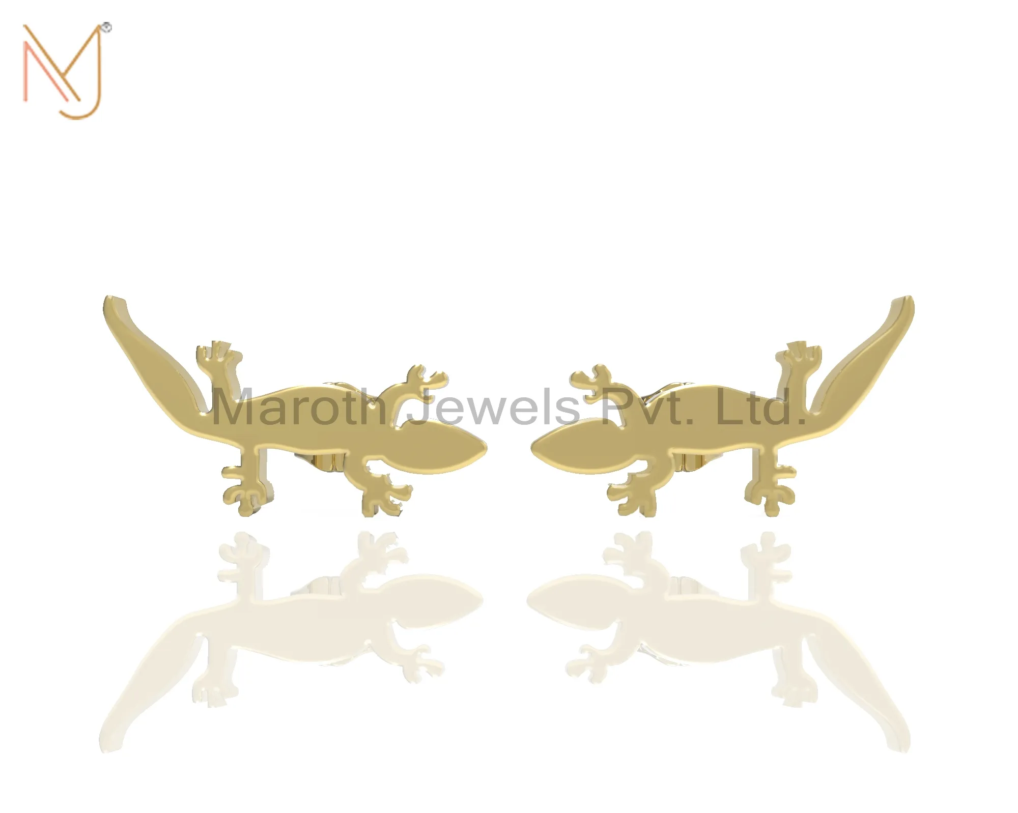 925 Silver Yellow Gold Plated Lizard Earring Jewelry menufacturer