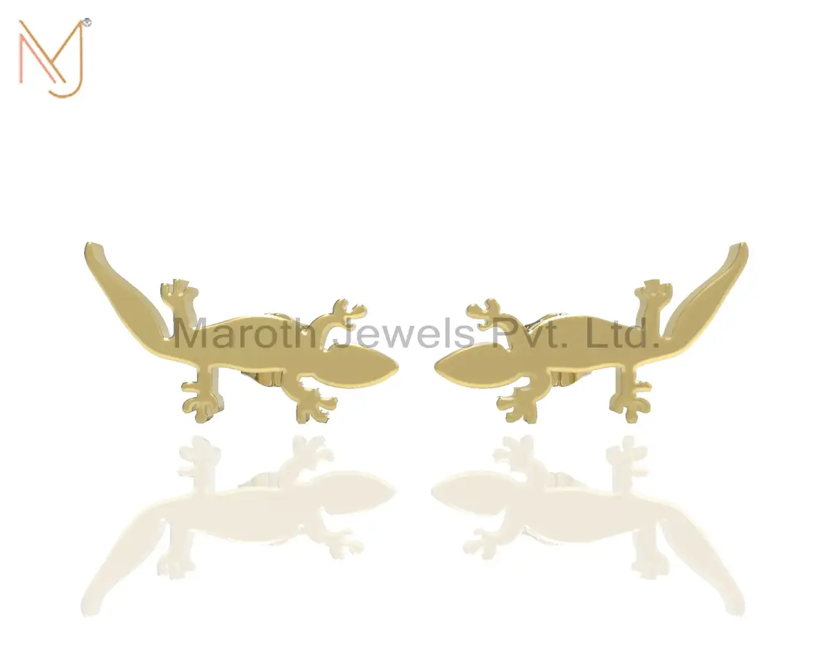 925 Silver Yellow Gold Plated Lizard Earring Jewelry Custom Jewelry