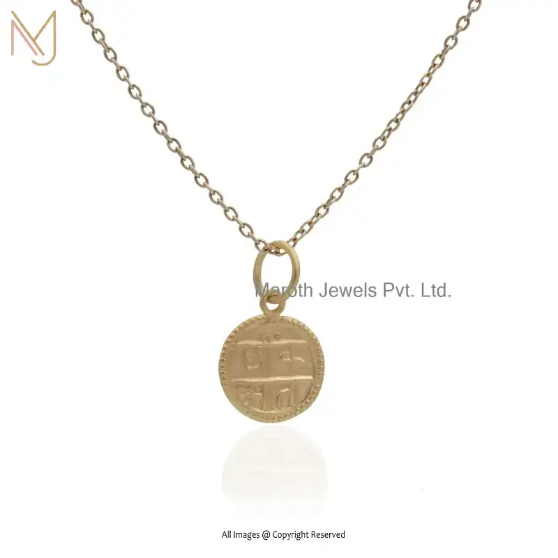 925 Silver Yellow Gold Plated Chink Mata Amulet Disc Pendant Jewelry Supplier