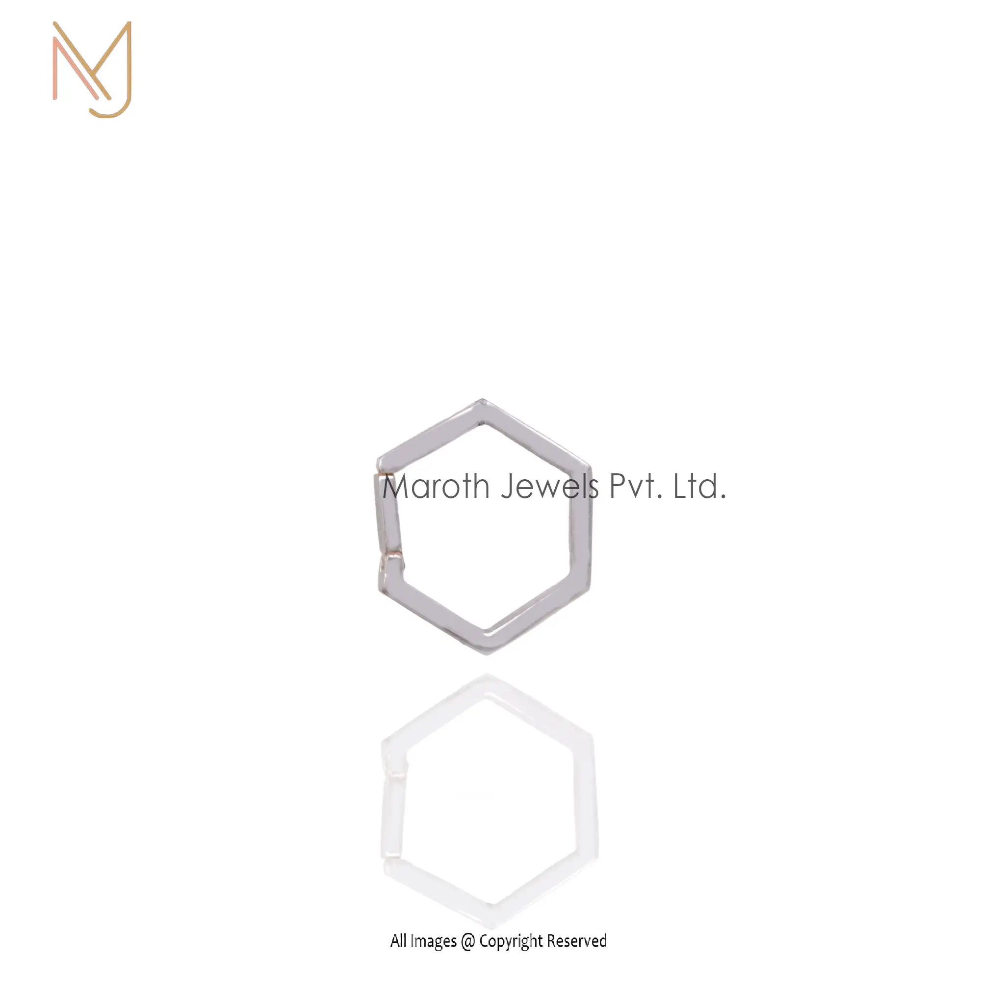 Private label 925 Silver White Gold  Hexagon Enhancer Charm Holder Pendant