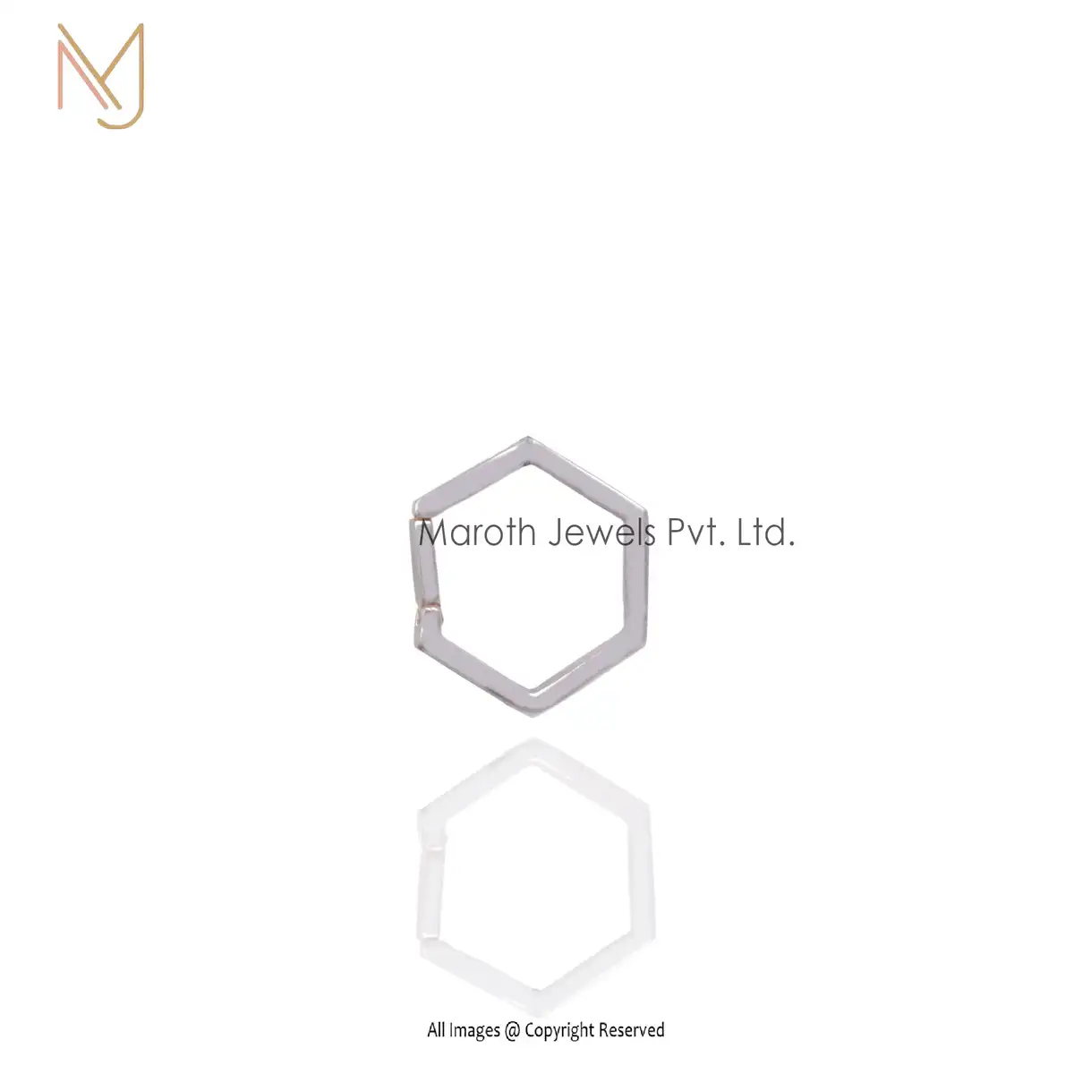 Private label 925 Silver White Gtold Hexagon Enhancer Charm Holder Pendant
