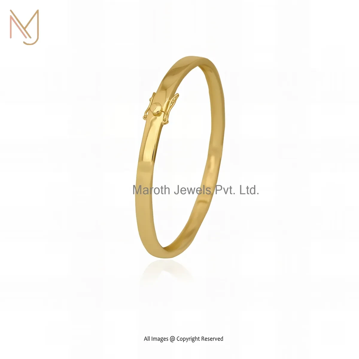 Wholesale 14K Yellow Gold Palmonas Plain Gold Flat Bangle