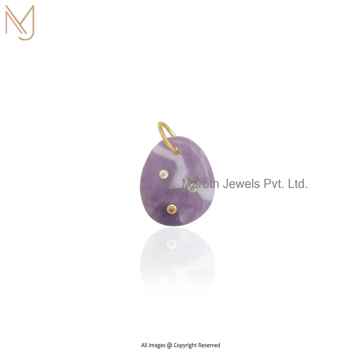 925 Silver Yellow Gold Plated Charoite Gemstone Pendant Jewelry Supplier