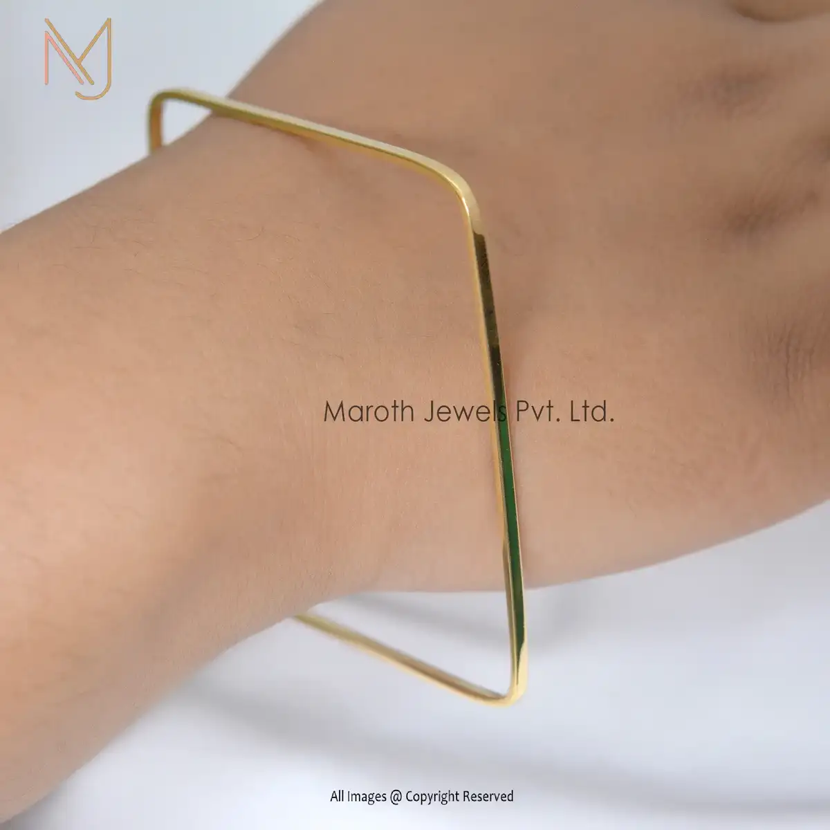 925 Silver Yellow Gold plated Square bangle Manufacturer
