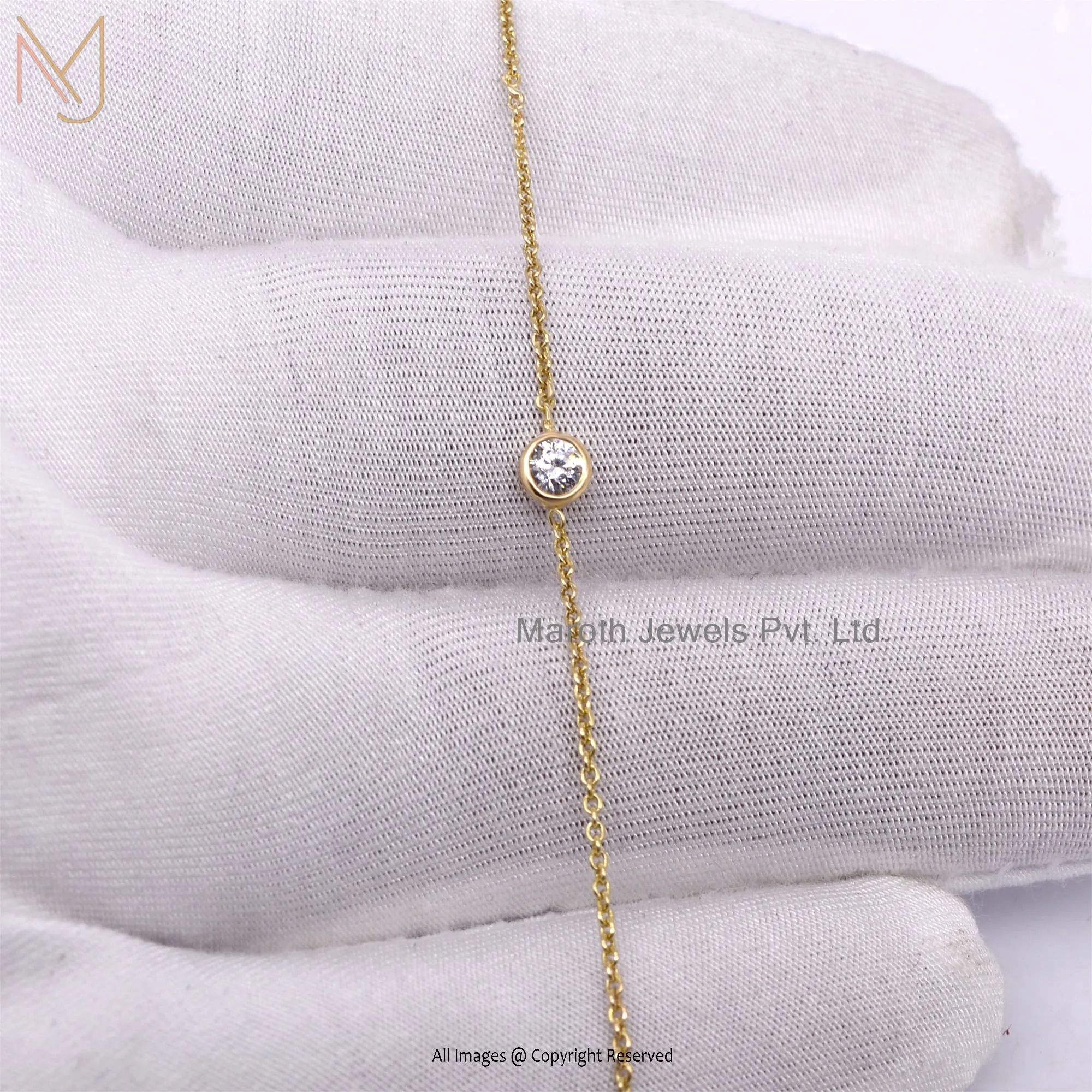 Wholesale 14k Yellow gold Plated SI GH Diamond Curb Man's Chain Bracelet