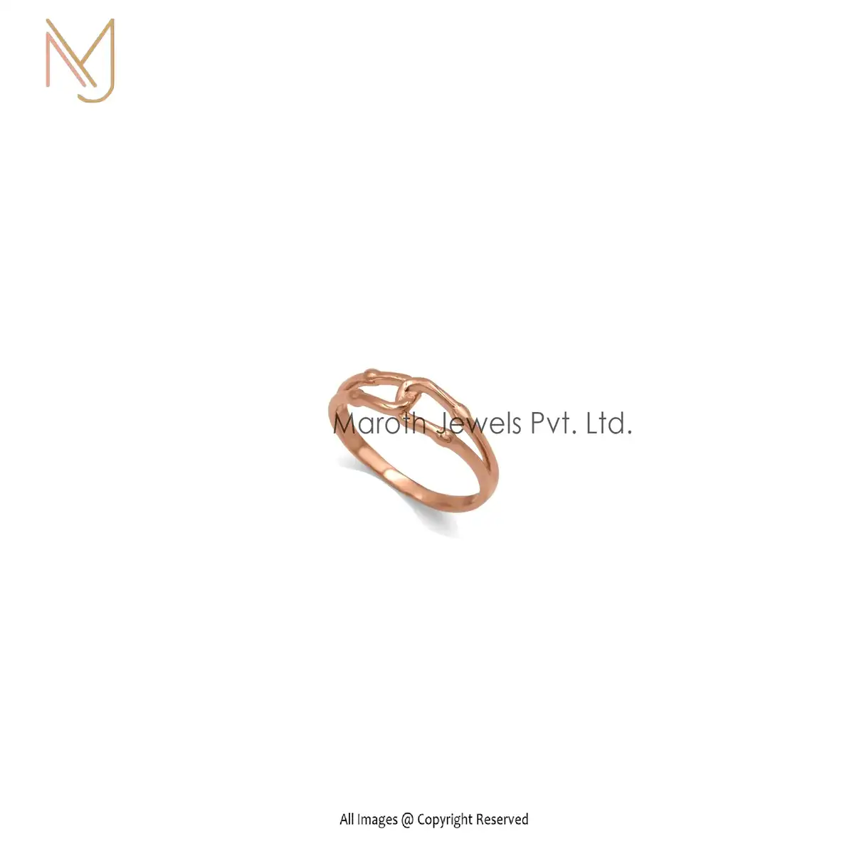 925 Sterling Silver Rose Gold Plated Knot Ring Jewelry Manufacturer