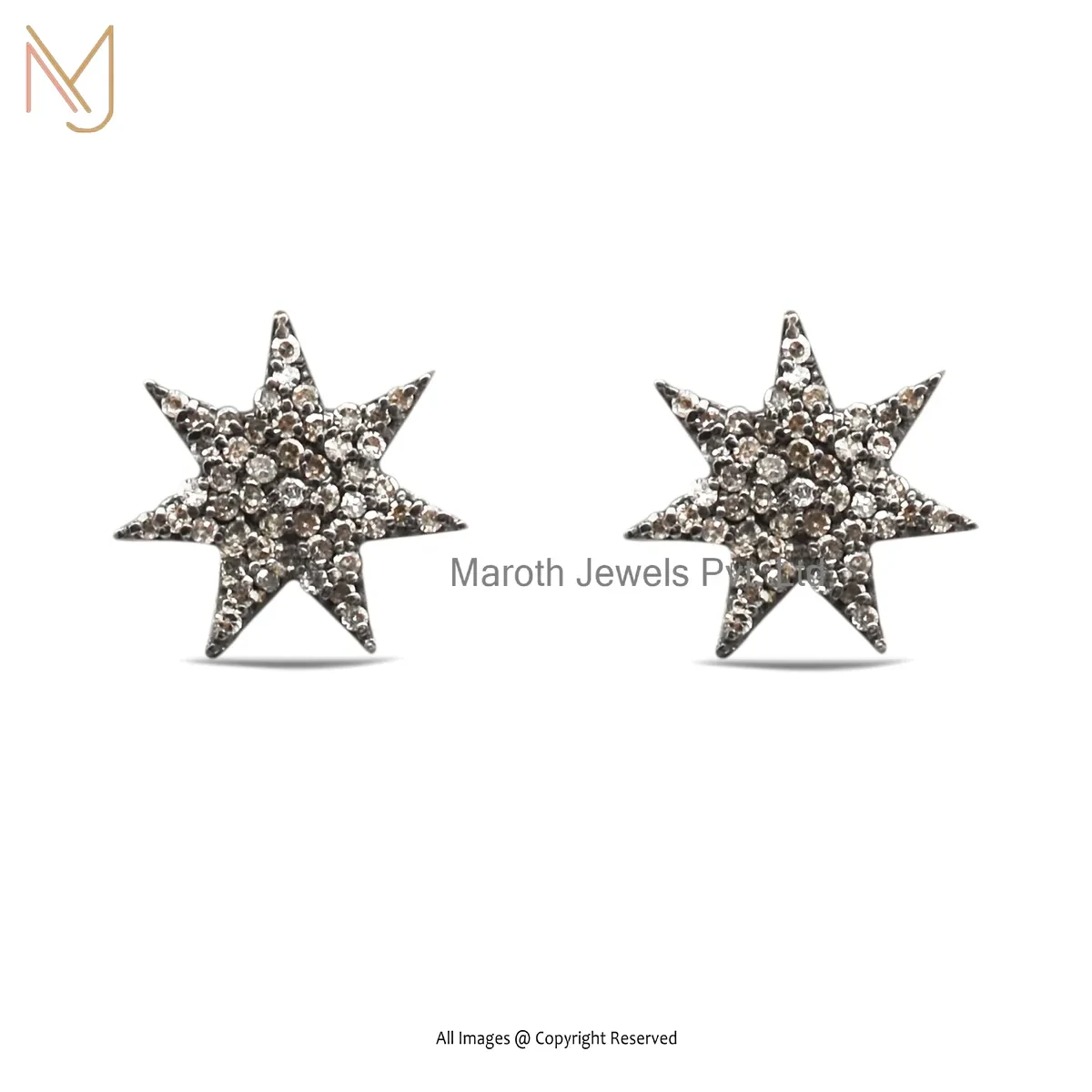 14K White Gold Pave Diamond Tiny Stud Earring Jewelry Supplier