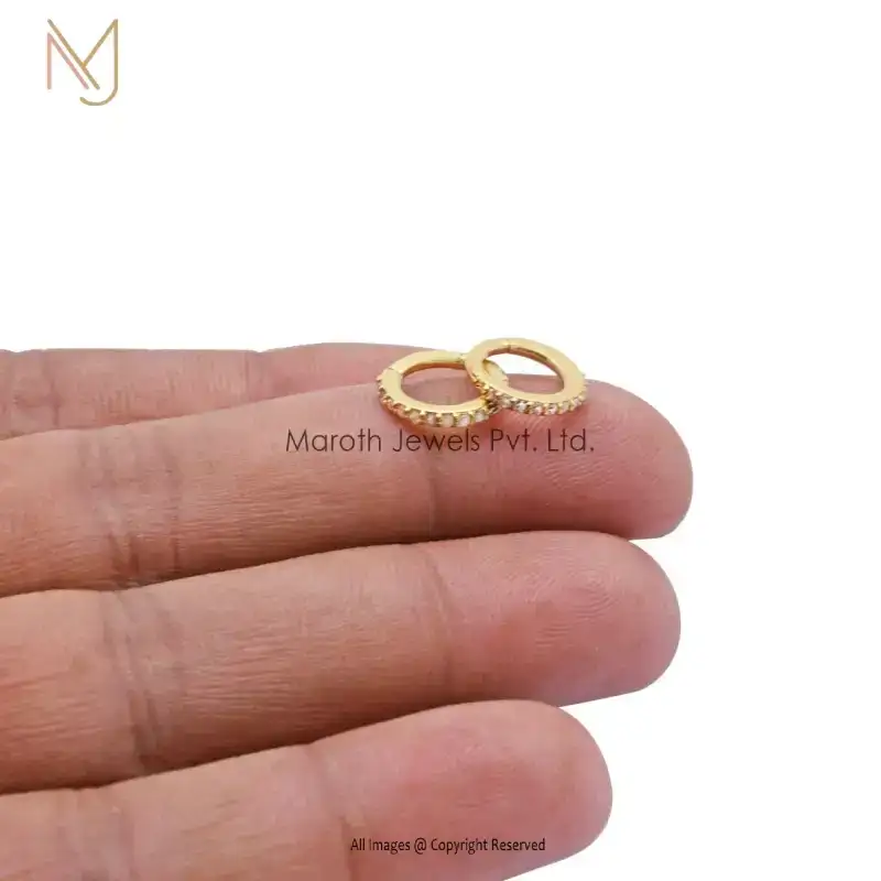 18K Yellow Gold Round Huggies Earrings Handmade Jewelry manufacturer