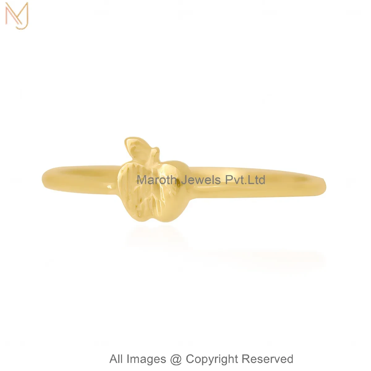 14K Yellow Gold Apple Charm Ring Jewelry Supplier