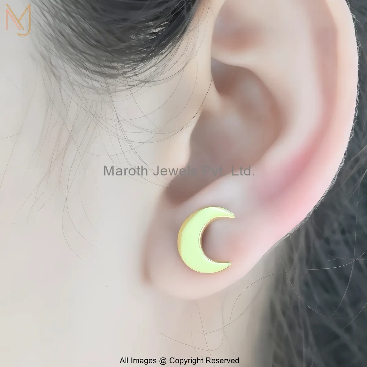 925 Silver Yellow Gold Plated Celestial Star & Moon Stud Earrings Manufacturer