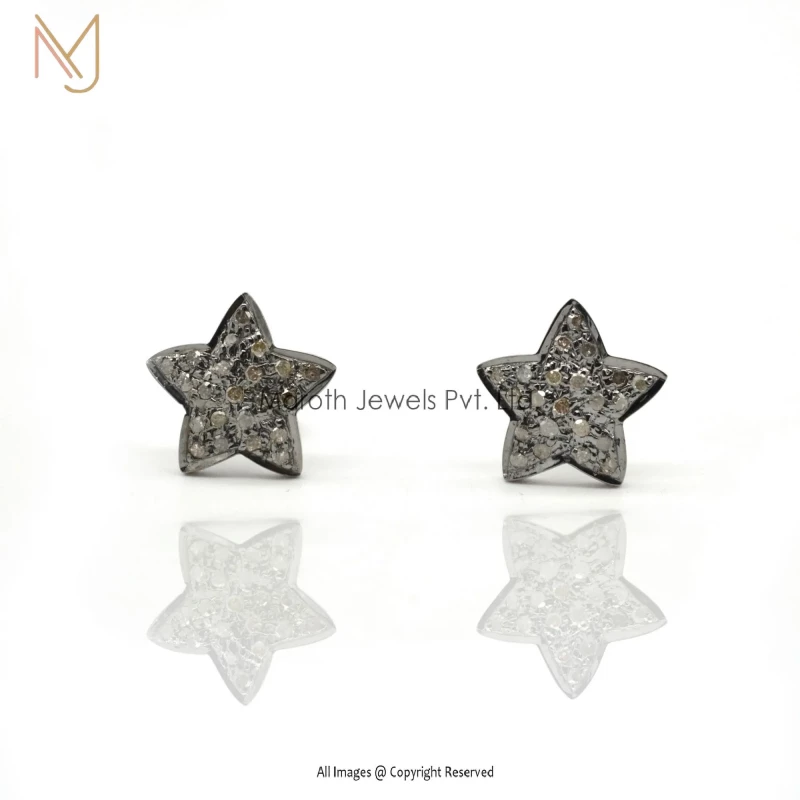 925 Silver Pave Diamond Star Studs Earrings Handmade Jewelry manufacturer