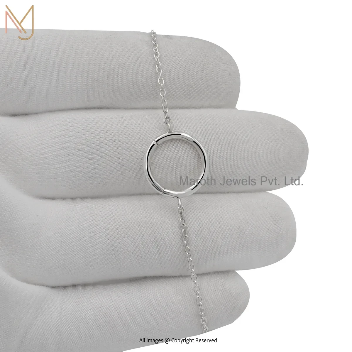 14K Yellow Gold Dainty Circle Eternity Bracelet Custom Jewelry