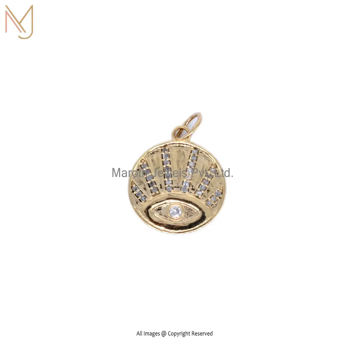 925 Silver Yellow Gold Turquoise Round Pendant Custom Jewelry