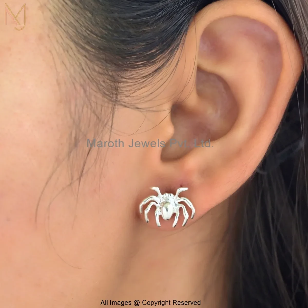 925 Silver Natural Silver Plated Spider Stud Earring Jewelry Supplier