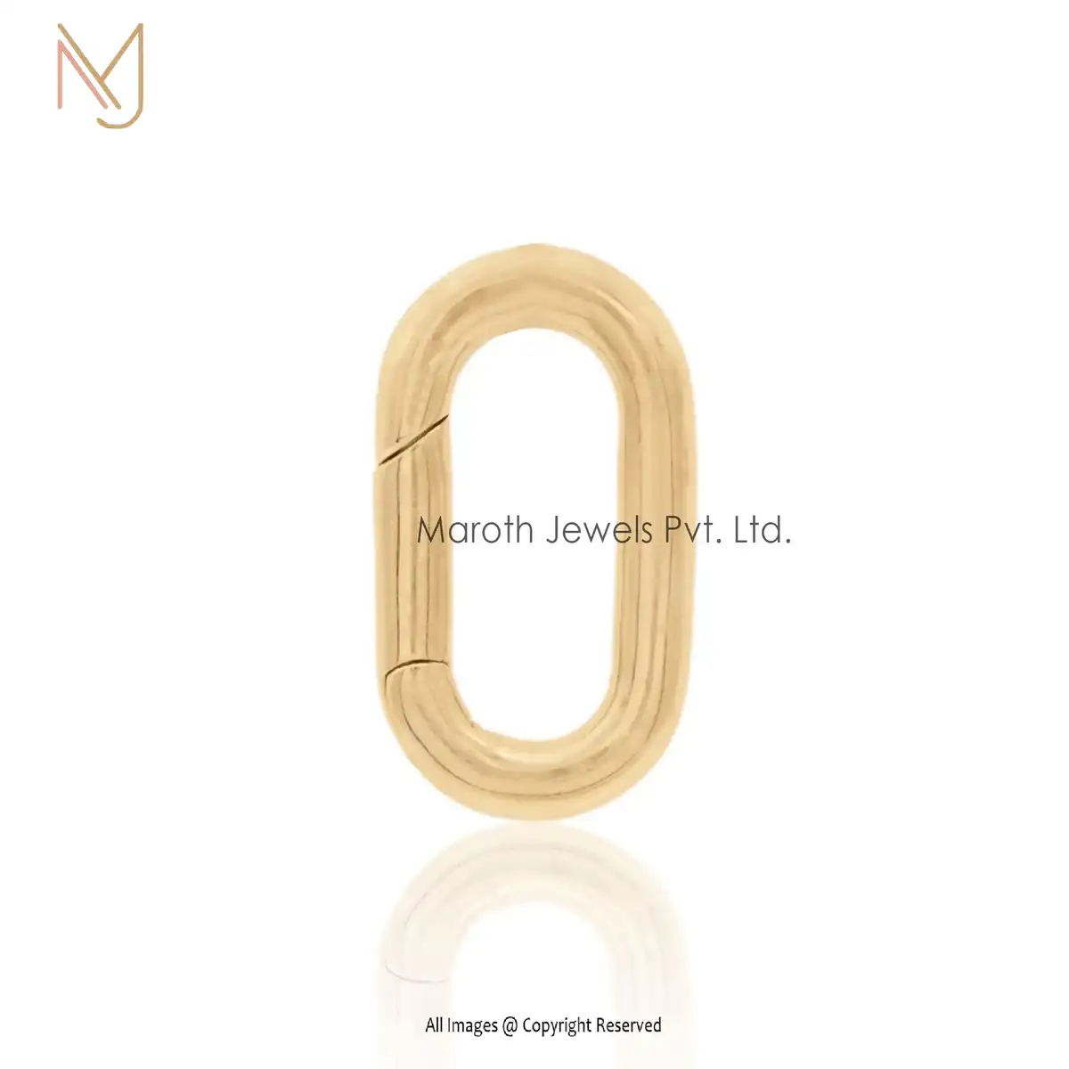Private Label 925 Silver Yellow Gold Plated Oval Enhancer Pendant